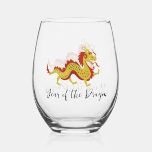 Verre À Vin Sans Pied Année du Dragon Design Verre sans pierre