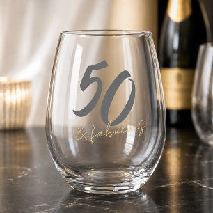 Verre À Vin Sans Pied Anniversaire Moderne 50 ans et Fabuleux