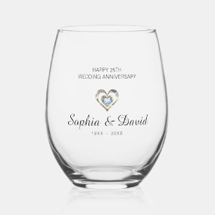 Verre À Vin Sans Pied Anniversaire simple du Mariage du coeur de diamant