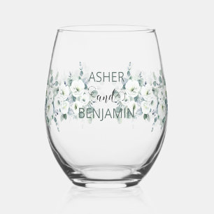 Verre À Vin Sans Pied Aquarelle de luxe Botanic Ivy Mariage de congé de