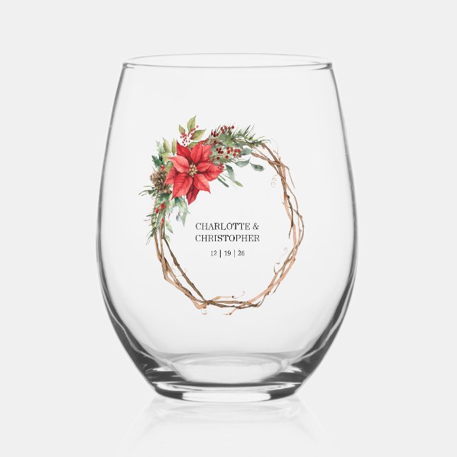 Verre À Vin Sans Pied Aquarelle d'hiver de Noël (Recto)