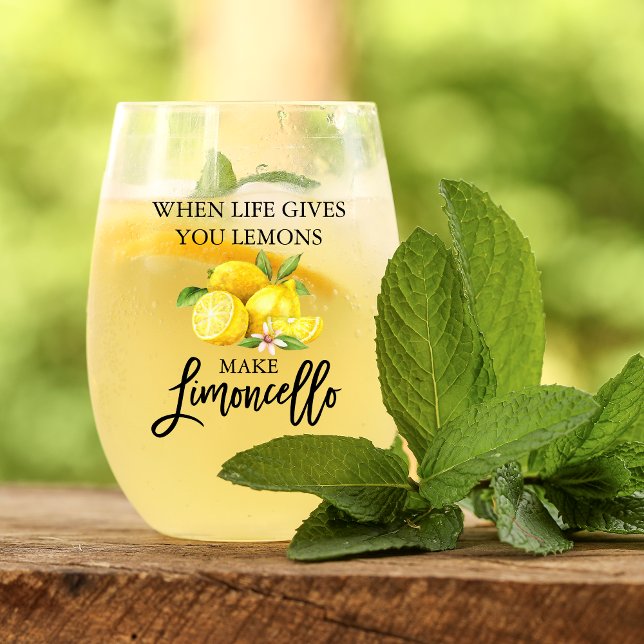 Verre À Vin Sans Pied Aquarelle Lemons Brush Script Limoncello (Several styles to choose from.)