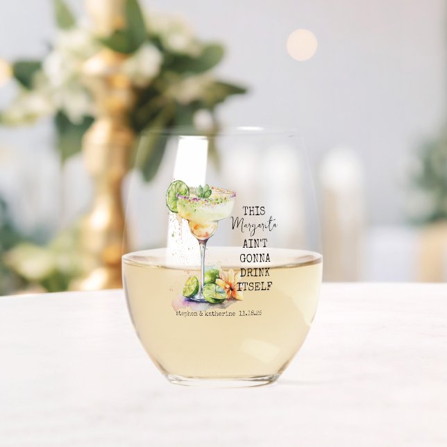Verre À Vin Sans Pied Aquarelle moderne Margarita Mariage (Insitu (Mariage))