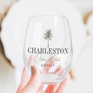 Verre À Vin Sans Pied Aquarelle Palm Destination Mariage Faveur