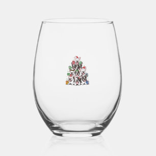 Verre À Vin Sans Pied Arbre de Noël Bulldogs français French Bule frança
