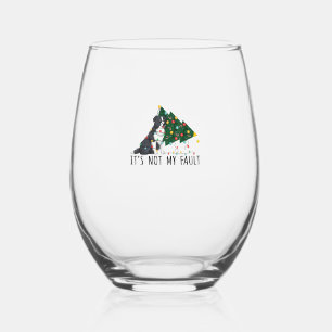 Verre À Vin Sans Pied Arbre de Noël Ce n'est pas ma faute Bordure Collie