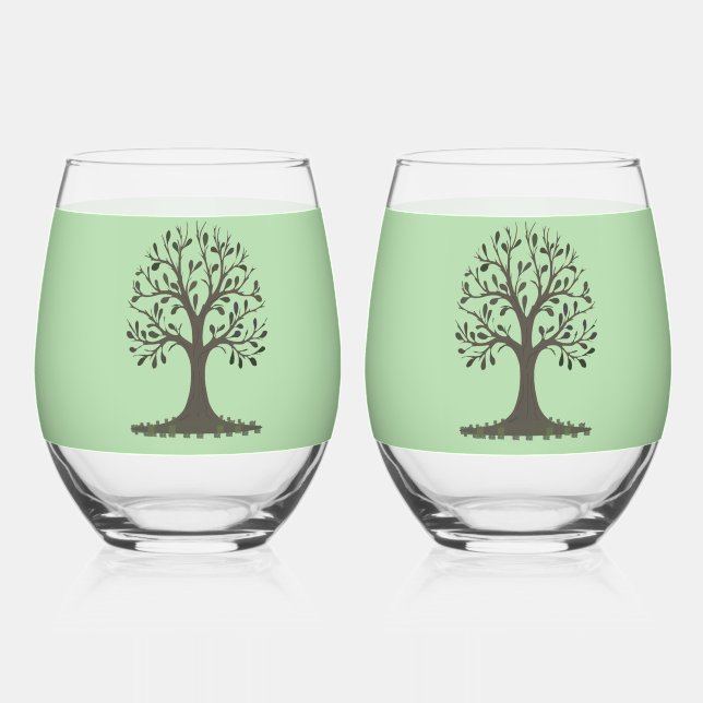 🌳 Verre à Vin Sans Pied Arbre de Vie🍹 (Recto)