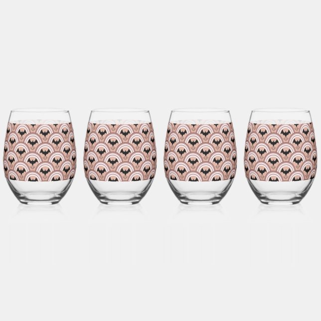 Verre À Vin Sans Pied Arc arc-en-ciel d'Halloween (Recto)