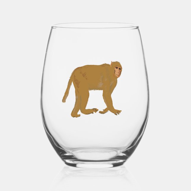 Verre À Vin Sans Pied art de singe babouin (Recto)