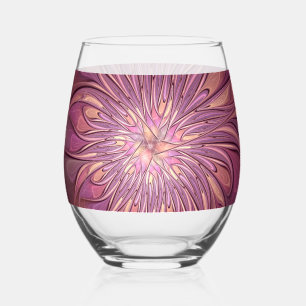 Verre À Vin Sans Pied Art floral fractal moderne abstrait couleurs de ba