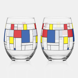 Verre À Vin Sans Pied Art Moderne Géométrique Minimaliste De Stijl Mondr