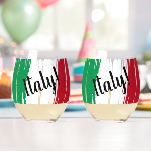 Verre À Vin Sans Pied Artistic Brushstroke Italy Flag