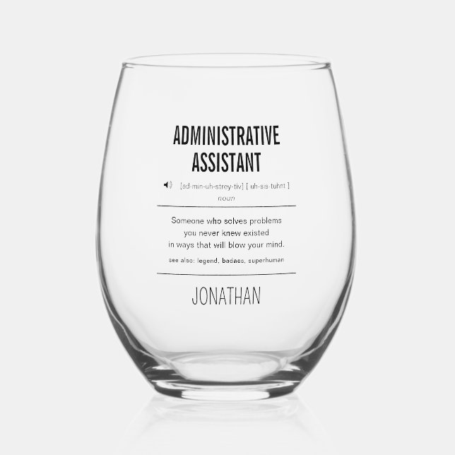Verre À Vin Sans Pied Assistant administratif personnalisé amusant (Recto)