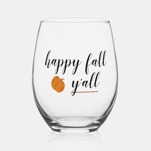 Verre À Vin Sans Pied Autumn Happy Fall Y'all Pumpkin (Recto)