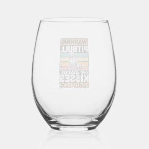 Verre À Vin Sans Pied Avertissement Pitbull Bisous à venir Design de chi