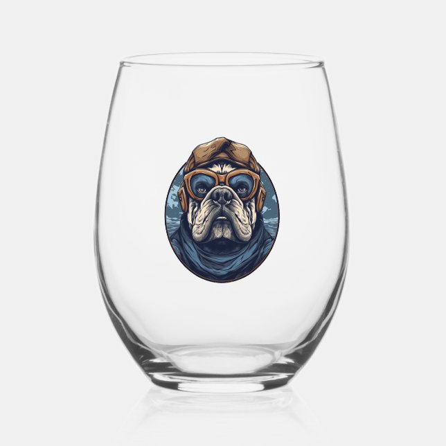 Verre À Vin Sans Pied Aviator Bulldog (Recto)