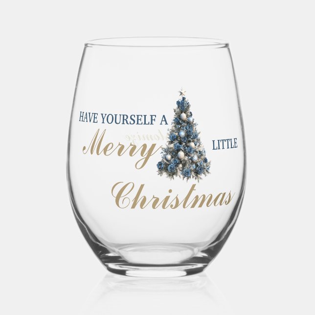 Verre À Vin Sans Pied Ayez Un Joyeux Petit Noël (Recto)