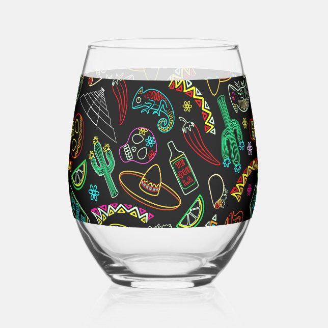 Verre À Vin Sans Pied Aztec Eagle Guerrier Tribal Art antique (Recto)