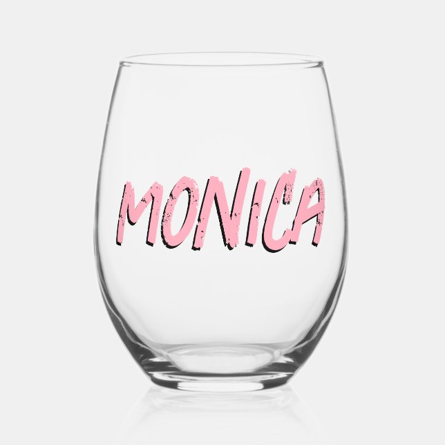 Verre À Vin Sans Pied Baby rose 3D Funny Nom moderne (Recto)