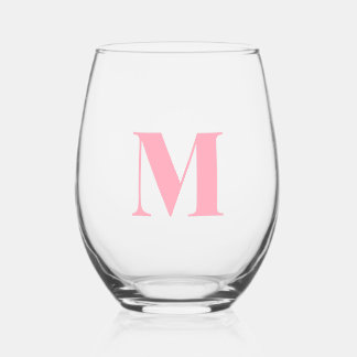 Verre À Vin Sans Pied Baby rose moderne Monogramme Lettre initiale