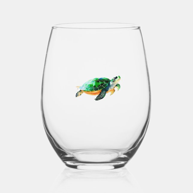 Verre À Vin Sans Pied Baby Sea Turtle se déplace vers la mer (Recto)