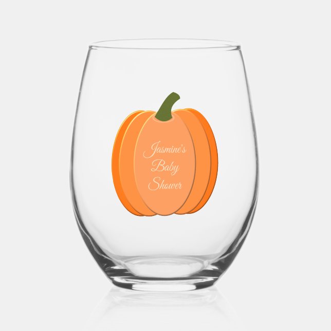 Verre À Vin Sans Pied Baby shower Citrouille neutre genre mignon Orange (Recto)