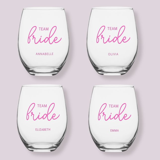 Verre À Vin Sans Pied Bachelorette du Mariage de l'équipe (Modern stemless wine glasses, custom gifts for bridesmaids and bachelorette parties. )