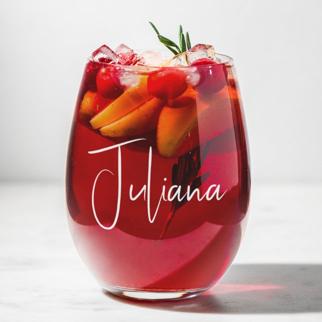 Verre À Vin Sans Pied Bachelorette Party Chic White Script (Créateur téléchargé)