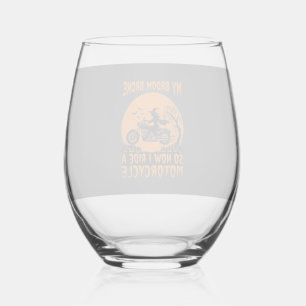 Verre À Vin Sans Pied Balai Casse Sorcière Halloween Moto Chauves-Souris