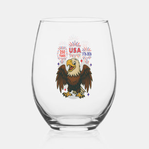 Verre À Vin Sans Pied Bald Eagle avec Fireworks - USA 250 ans 1776-2026