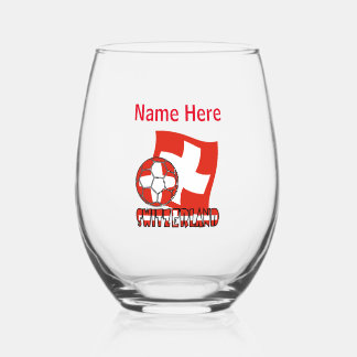 Verre À Vin Sans Pied Balle de football Drapeau suisse personnalisé avec