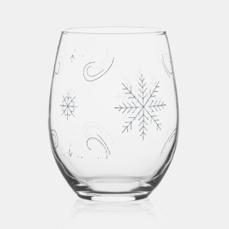 Verre À Vin Sans Pied Bande flocon de neige Paisley