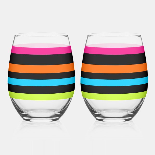 Verre À Vin Sans Pied Bandes de néon (Recto)