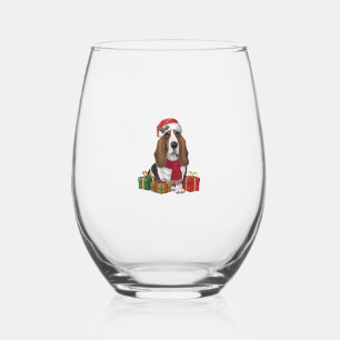Verre À Vin Sans Pied Basset Hound Chien Fêtes de Noël Père Noël Amoureu
