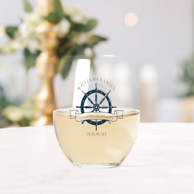 Verre À Vin Sans Pied Bateau de croisière nautique Personnalisé Bateau à (Insitu (Mariage))