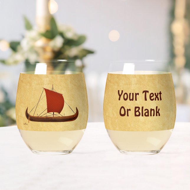 Verre À Vin Sans Pied Bateau viking à voile rouge II (Insitu (Mariage))
