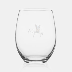 Verre À Vin Sans Pied Battement de coeur de chien de bétail australien E