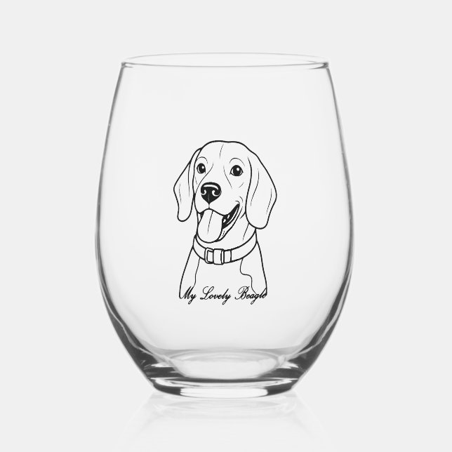Verre À Vin Sans Pied Beagle adorable (Recto)