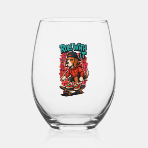 Verre À Vin Sans Pied Beagle de style urbain planche à roulettes Art gra