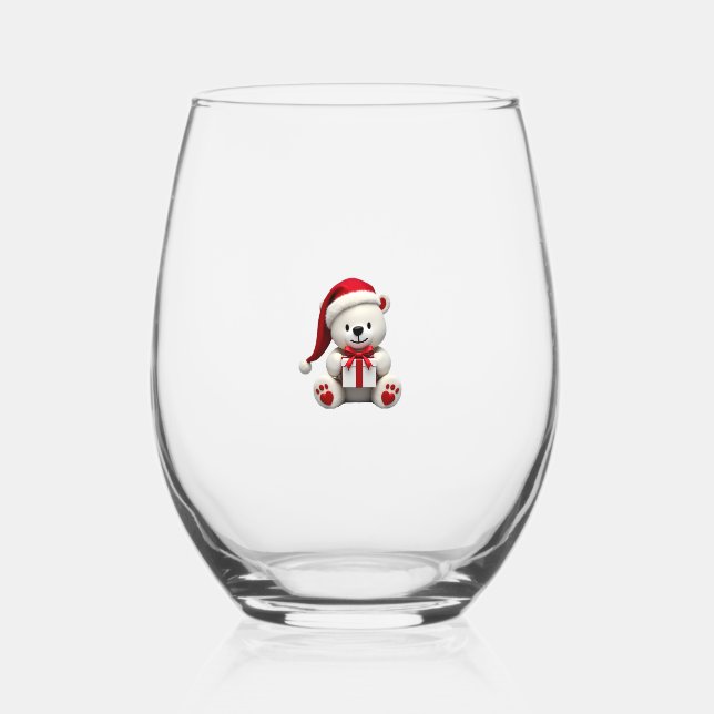 Verre À Vin Sans Pied Bear Christmas Christmas (Recto)