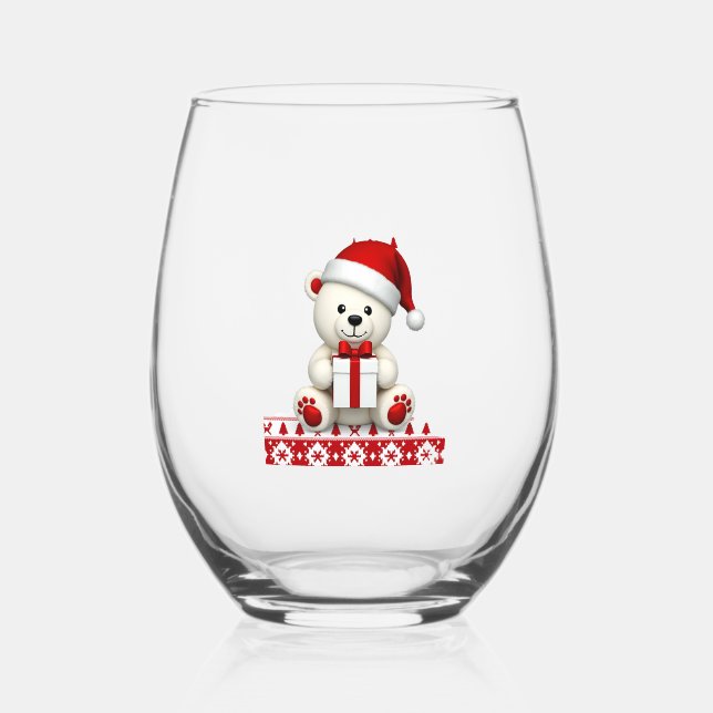 Verre À Vin Sans Pied Bear Christmas Christmas (Recto)