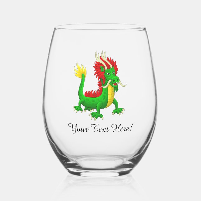Verre À Vin Sans Pied Beau dragon chinois (Recto)