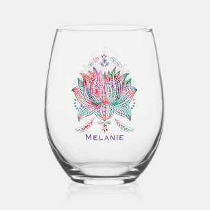 Verre À Vin Sans Pied Beau Lotus Flower Boho Art Personnalisé