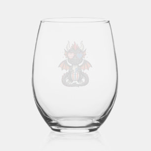 Verre À Vin Sans Pied Bébé dragon patriotique vintage vecteur conception