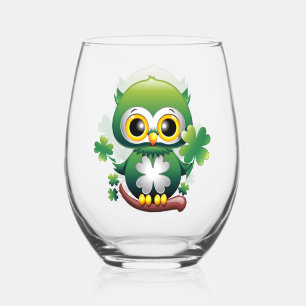 Verre À Vin Sans Pied Bébé Hibou Mignon St Patrick Dessin Animé