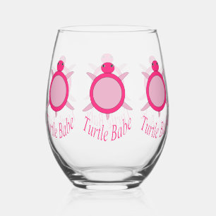 Verre À Vin Sans Pied Bébé Tortue rose mignonne
