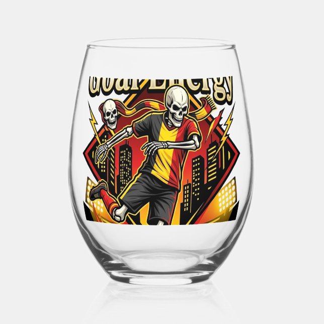 Verre À Vin Sans Pied Belgique Objectif Énergie Squelette Attaquant Nati (Recto)
