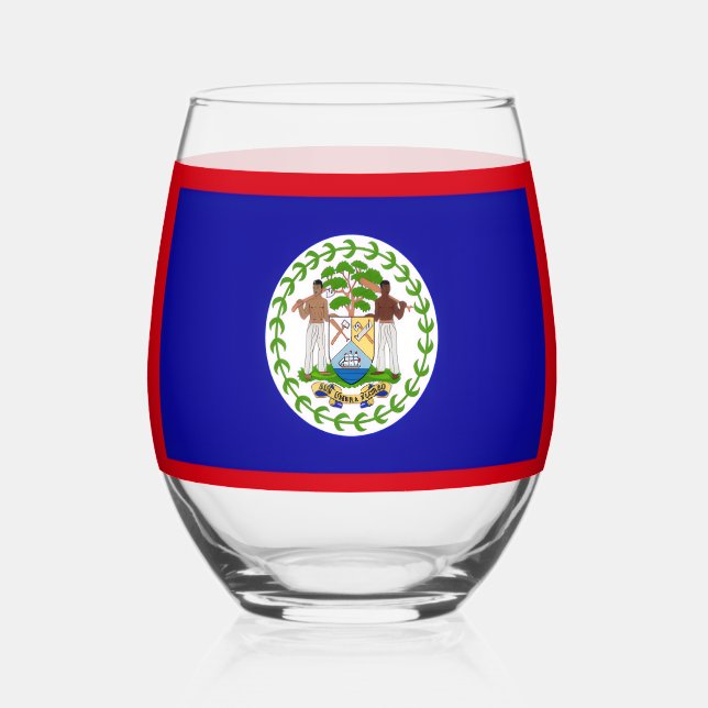 Verre À Vin Sans Pied Belize Belizean Flag Coat of Arms Stemless Wine Gl (Recto)