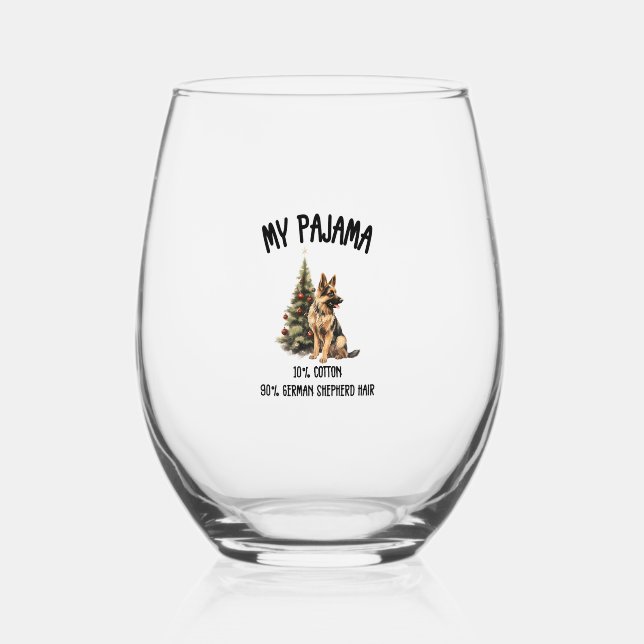 Verre À Vin Sans Pied berger allemand & Noël, Drôle Chien Design pour (Recto)