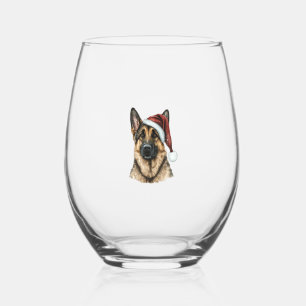 Verre À Vin Sans Pied Berger allemand Père Noël Chien Noël